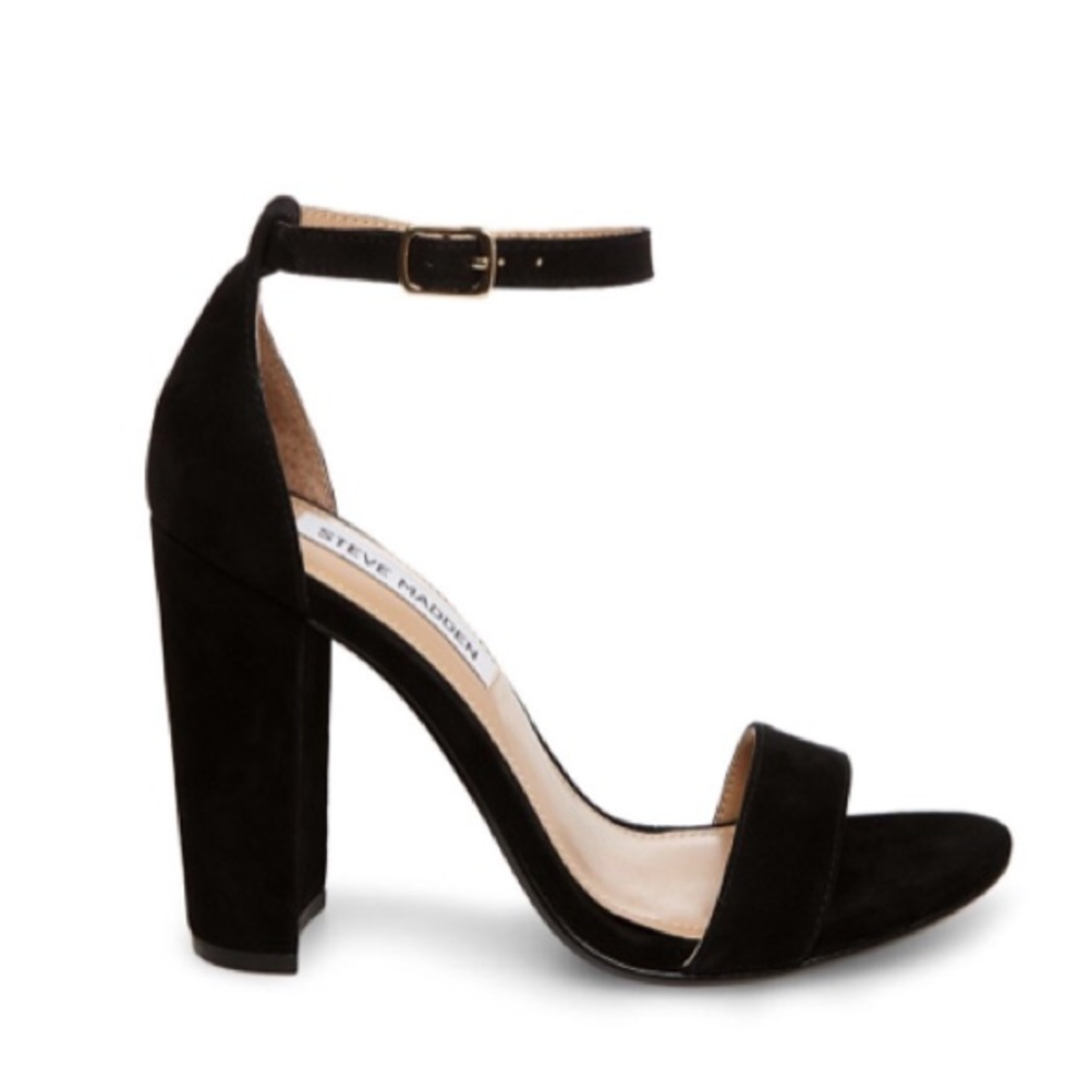 Steve Madden Carrson Black Suede Block Heel Sandal